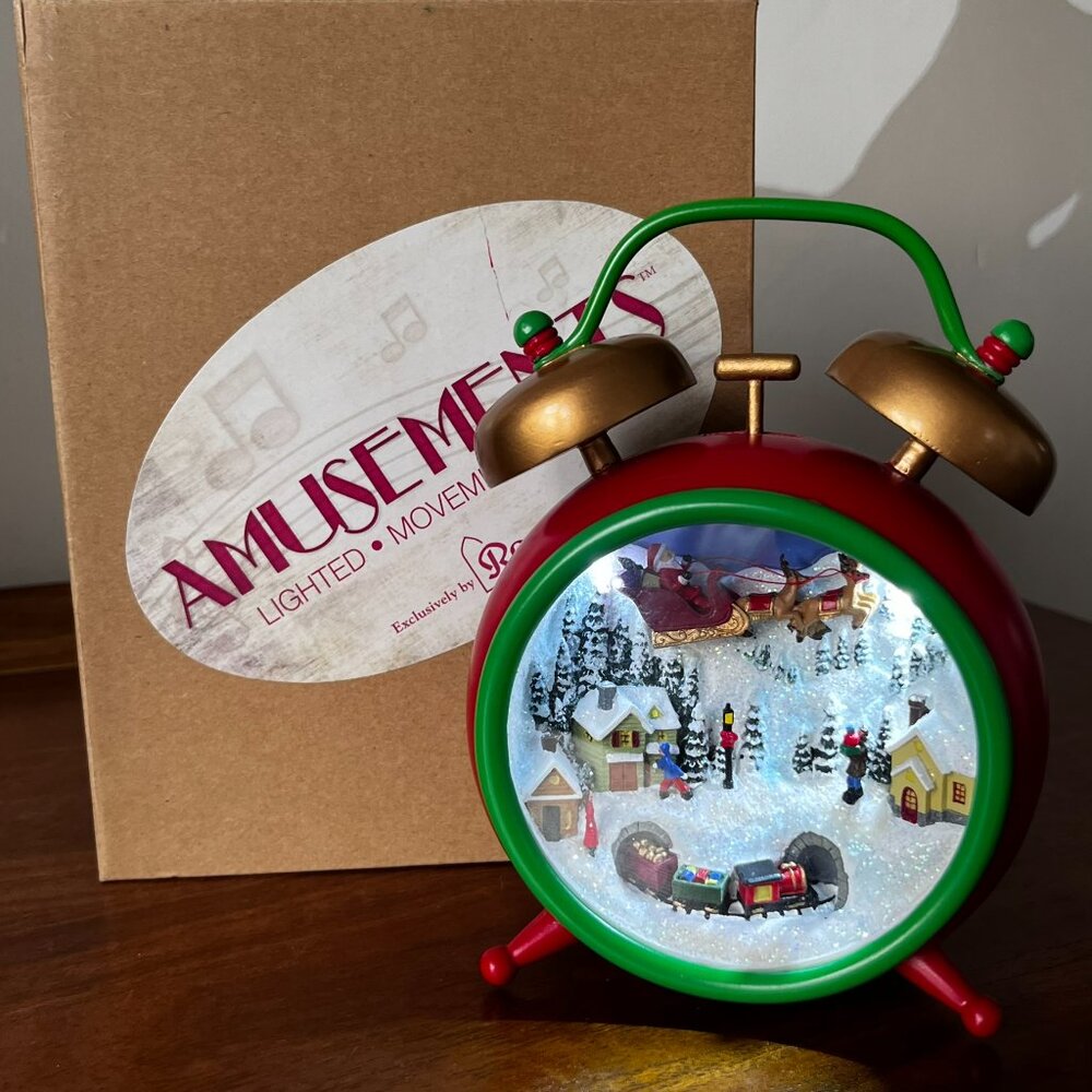 Roman Amusements 6" LED Musical Alarm Clock Figure 2012 Christmas Decor #34531